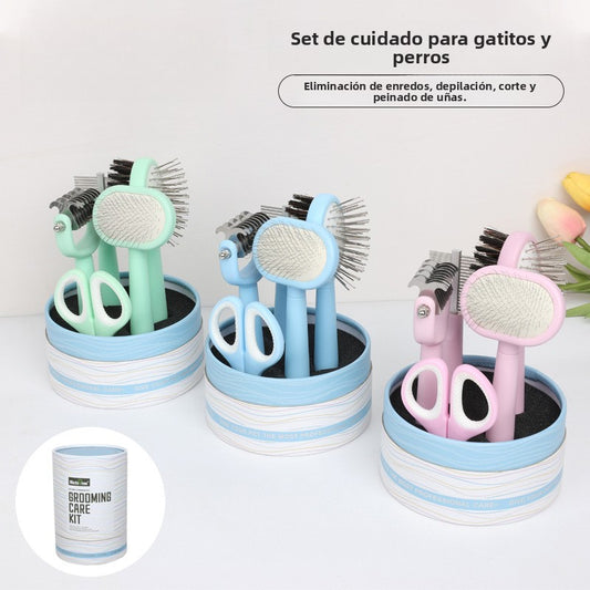 Set de peluquería para mascotas: peine para gatos de doble cara, cortauñas para gatos, peine para desenredar, peine antipulgas, productos para eliminar el pelo, peine de púas.