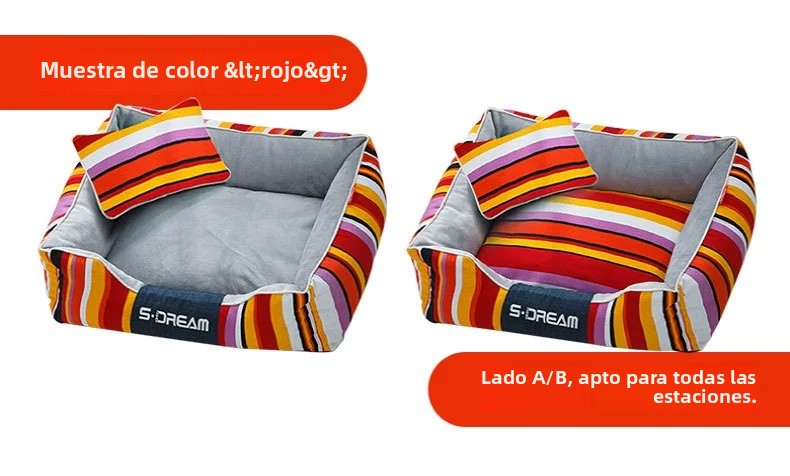 Set: Camilla + Alfombrilla Conjunto de Cama Rojo para Mascotas Talla L con Almohada (74*58*25) A partir de 12 unidades