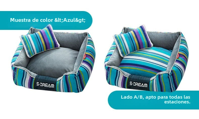 Set: Camilla + Alfombrilla Conjunto de Cama Azul para Mascotas Talla L con Almohada(74*58*25) A partir de 12 unidades