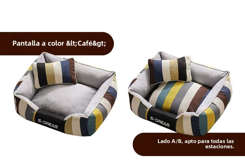 Set: Camilla + Alfombrilla Conjunto de Cama Cafe para Mascotas Talla L con Almohada(74*58*25) A partir de 12 unidades